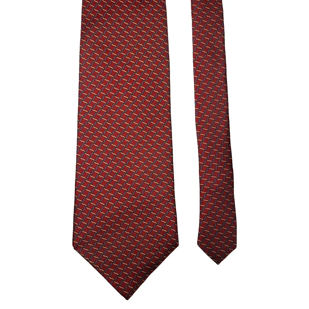 Vintage Burberry Tie Men's Classic Silk Geometric Woven Hand Sewn USA 90s‎